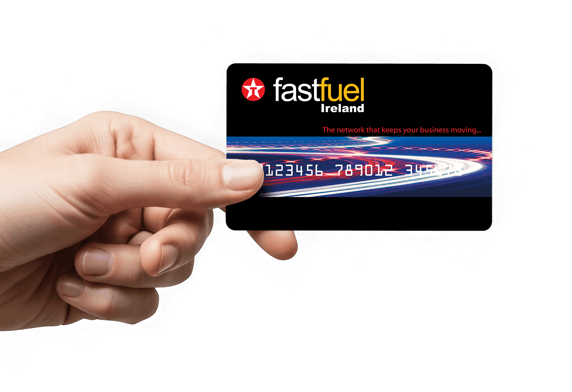 Hand holding Texaco fastfuel Ireland card