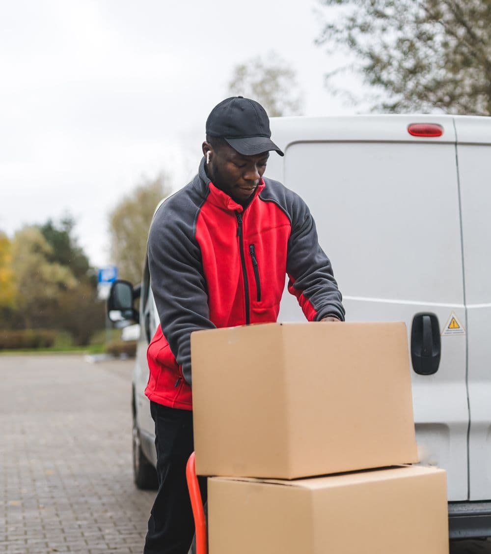 Courier with parcels