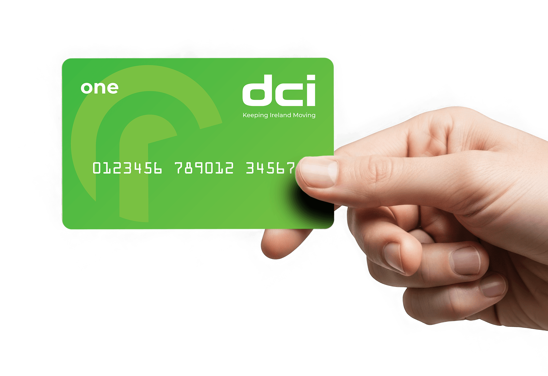Hand holding DCI card on right Hand holding DCI card on right