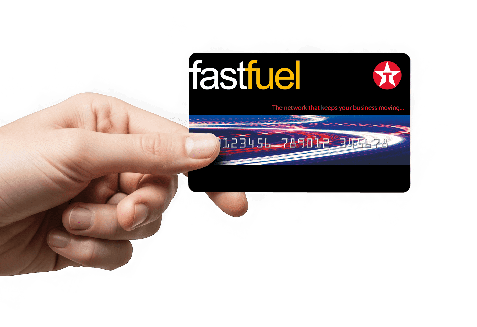 Hand holding Texaco fastfuel Northern Ireland card